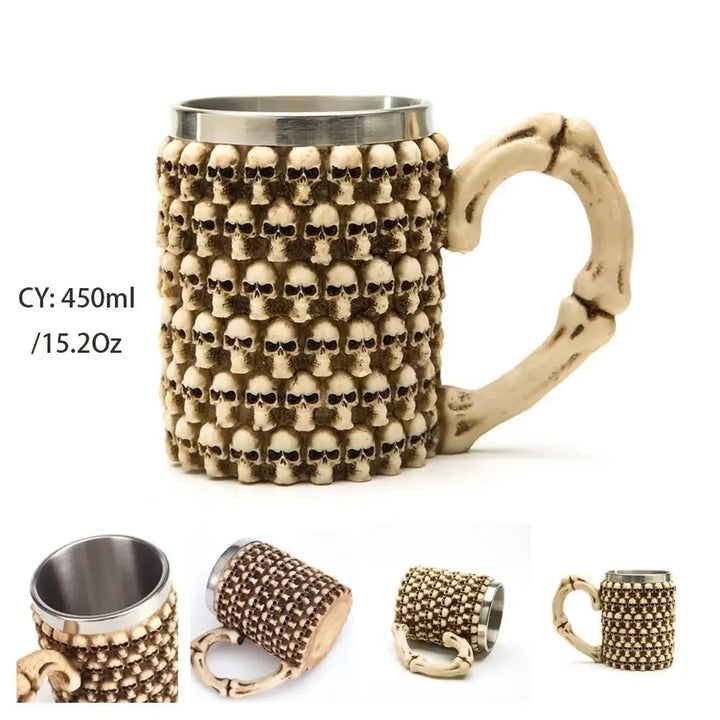 Medeltida Drak Resin Rostfritt Stål Mugg som Kaffe Mugg eller Te Mugg
