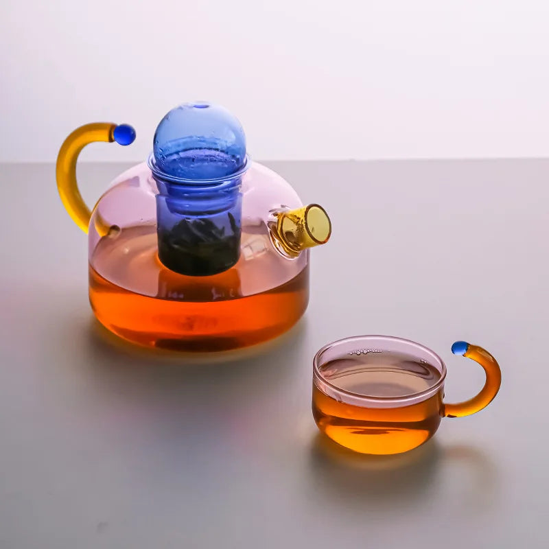 Kontrastfärgad Glas Te-set