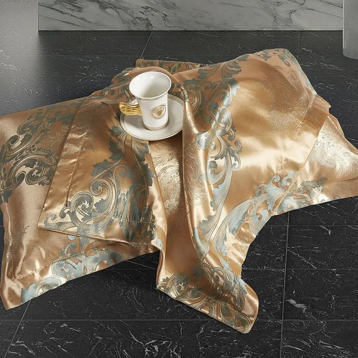 Satin Rayon Jacquard Duvet Cover Set 264x229cm – Lyxigt Sommarbäddset för Bekväm Sömn &amp; Heminredning