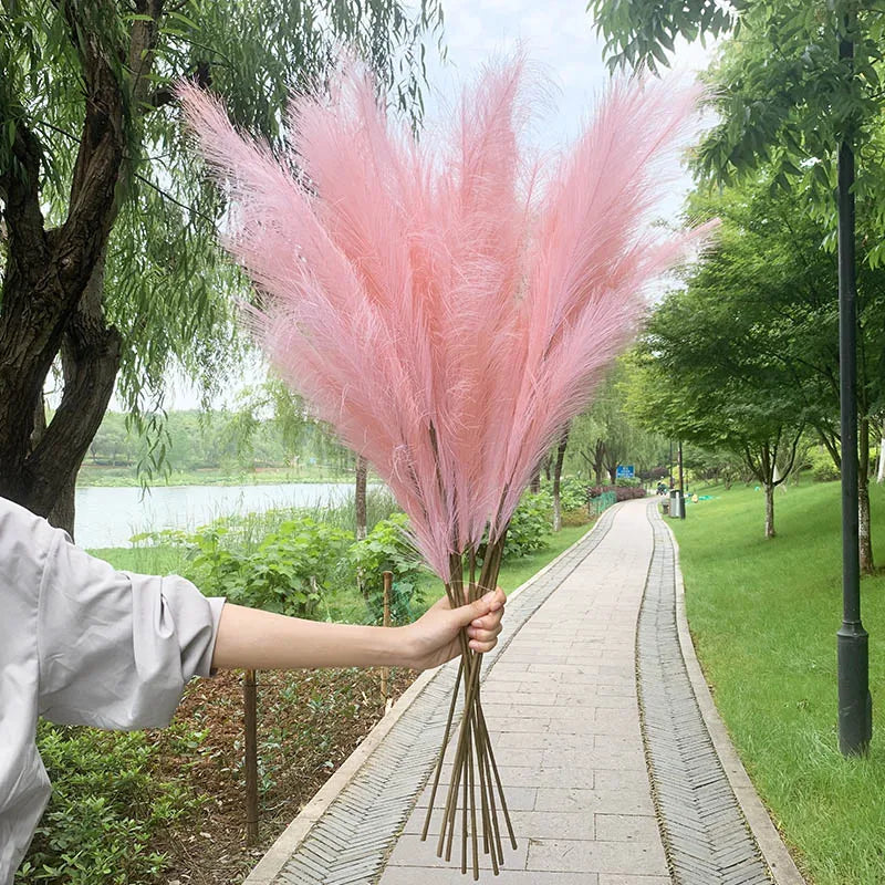 5 stycken 100 cm konstgjord pampasgräs torkad blomsterbukett bröllopsfestdekoration hemrum DIY konstgjorda växter dekorationstillbehör