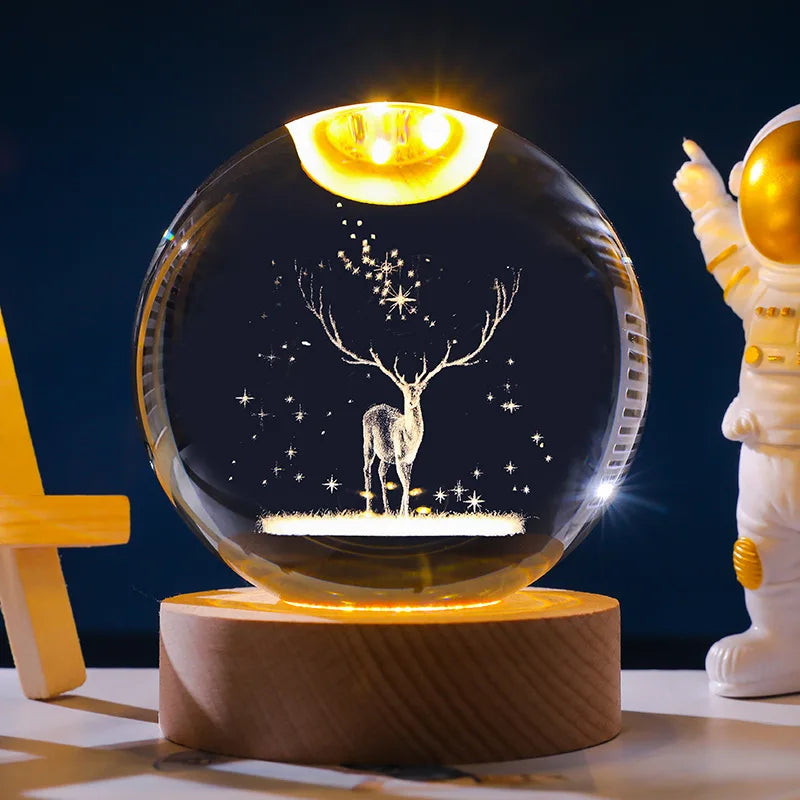 Astranova Galaxy Nattlampa | LED Kristallkula med Vintergatan Design | Varmt Vitt Ljus | Kreativ Gåva för Barn &amp; Vuxna