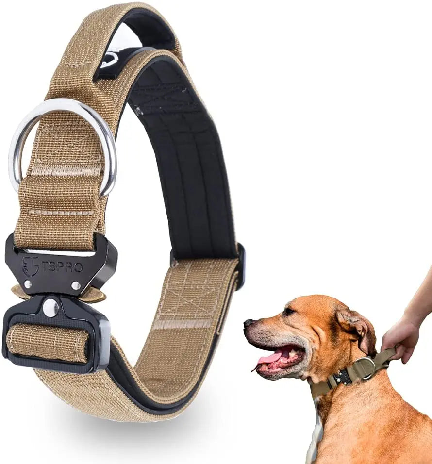 Taktisk Hundhalsband med Metallspänne &amp; Handtag