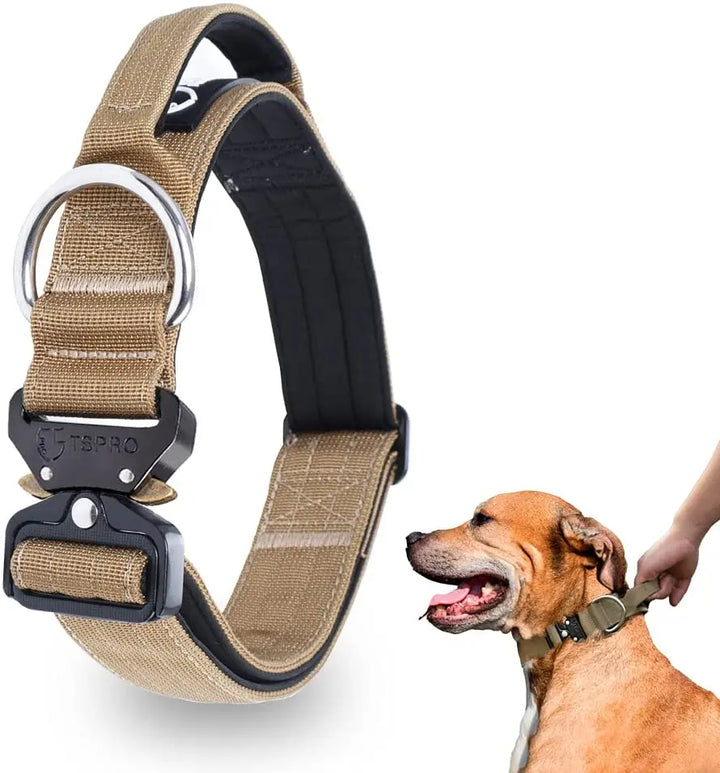 Taktisk Hundhalsband med Metallspänne &amp; Handtag