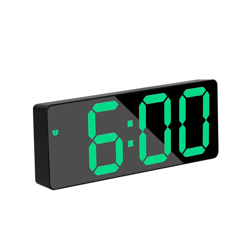 Modern elektronisk spegelväckarklocka med LED-display, väckarfunktion och temperaturvisning – Stilig digital klocka för sovrum och kontor |