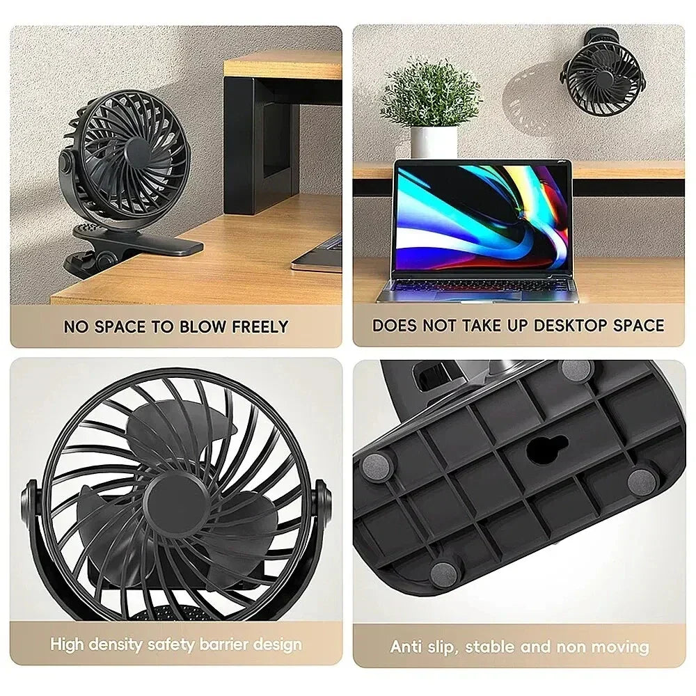 FlexiBreeze USB-fläkt | Rotera, portabel med 3 hastigheter och nattlampa