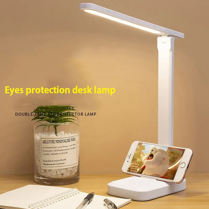 6000mAh uppladdningsbar LED-bordslampa USB 3 färger steglös dimbar skrivbordslampa touch vikbar ögonvänlig läs- och nattlampa