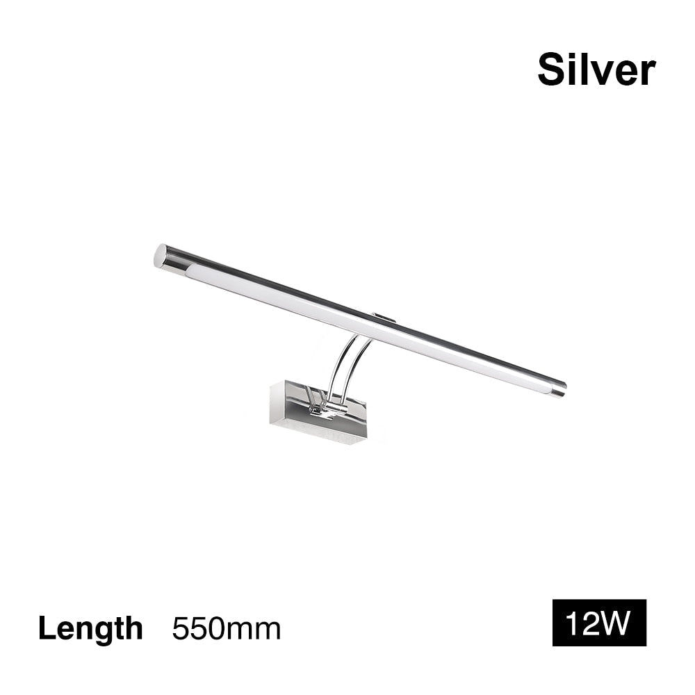 80-100cm LED vägglampa - Modern svart/silver vägglampa för badrummet, internt monterad bildlampa