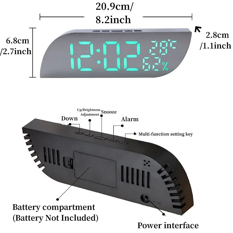 LED Digital Väckarklocka med Dubbel Display &amp; Obegränsad Snooze