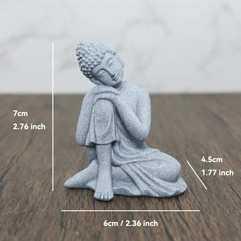 Buddha Stenstaty Liten Buddhastaty Tibbetska Buddhism Figurer Zen Trädgårds Ornament Meditation Hem Akvarium Dekoration