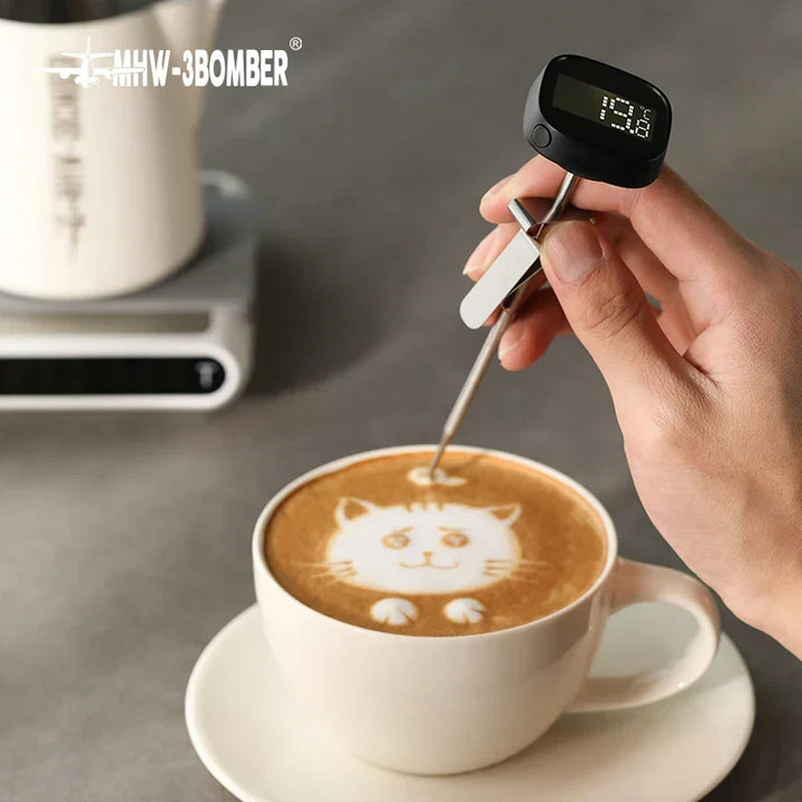 MHW-3BOMBER Digital, snabbavläst kaffetermometer för latteart, mjölkskummare, stiliga barista-köksaccessoarer för hemmet