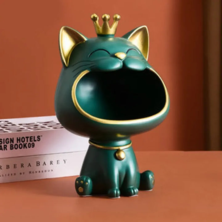 Fortune Crown Big Mouth Cat Entrance Nyckelhållare Dekorativ Ornament, Lätt Lyxig Inflyttningspresent Skulptur