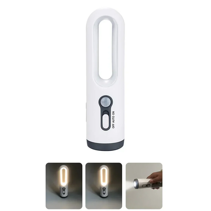 LED-nattljus med rörelsesensor | 2-i-1 nattljus &amp; ficklampa | Uppladdningsbart &amp; nödbelysning | Skymningssensor