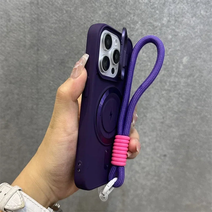 Magnetisk Mjuk Handleds Stativ Linsskydd iPhone Fodral