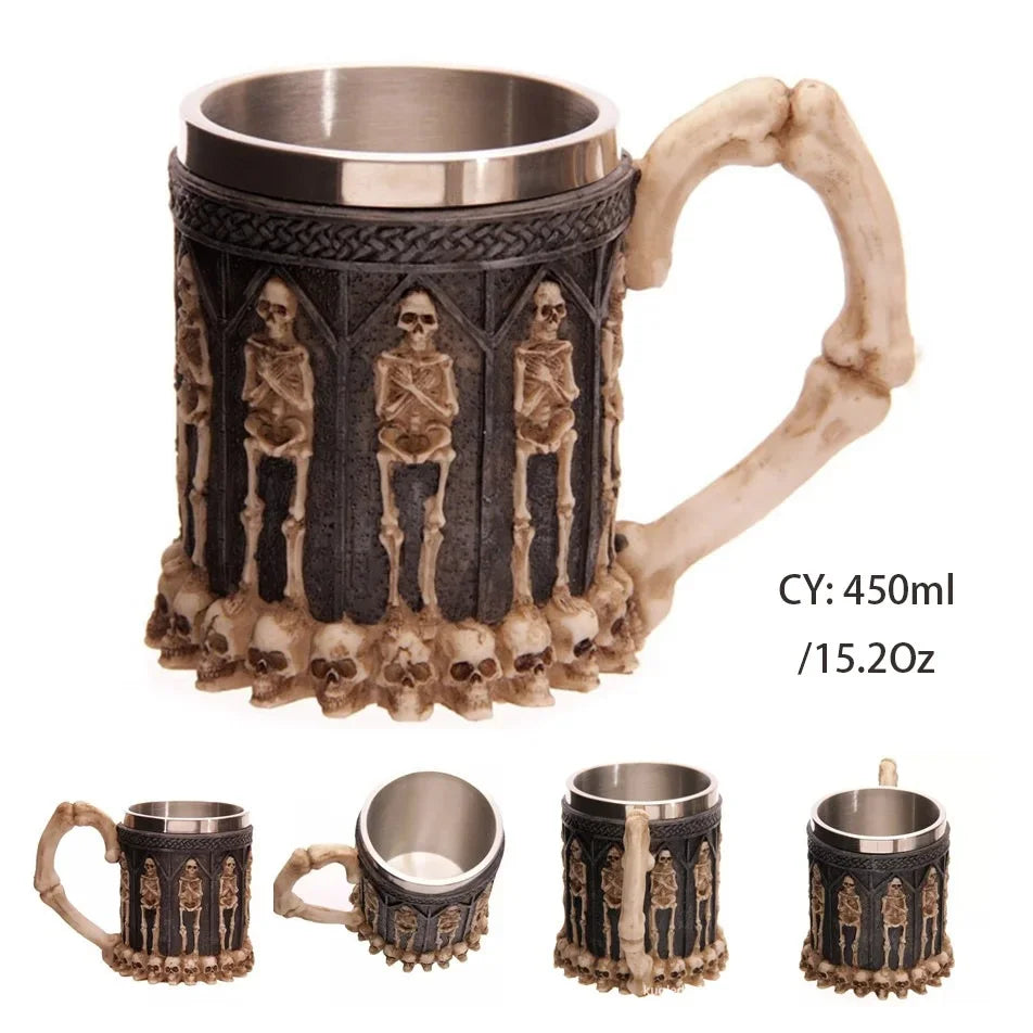 Medeltida Drak Resin Rostfritt Stål Mugg som Kaffe Mugg eller Te Mugg