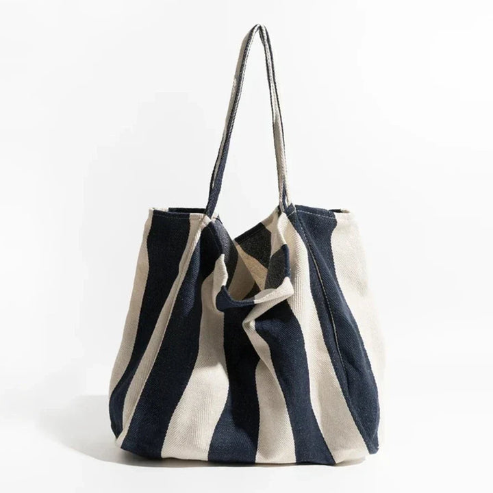 Randig linne tote bag