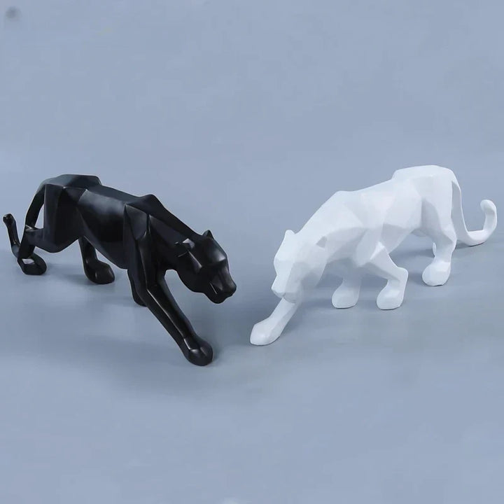 Pantherstaty, Djurfigur, Abstrakt Geometrisk Stil, Resin, Leopard Skulptur, Hemmakontor, Skrivbordsdekoration, Hantverk