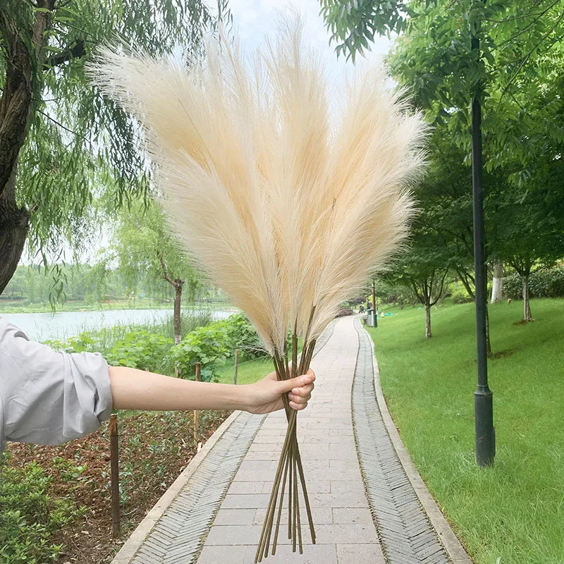 5 stycken 100 cm konstgjord pampasgräs torkad blomsterbukett bröllopsfestdekoration hemrum DIY konstgjorda växter dekorationstillbehör