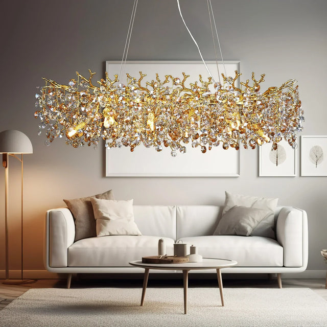 Lång Kristallpendellampa | Nordisk LED Ö-lampa med Fjärrkontroll (G9)
