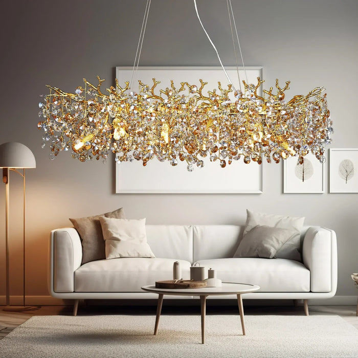 Lång Kristallpendellampa | Nordisk LED Ö-lampa med Fjärrkontroll (G9)