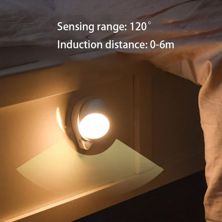 Intelligent LED Nattlampa GlowMate 360 | 360° Rotera | Rörelsesensor | USB Laddningsbar
