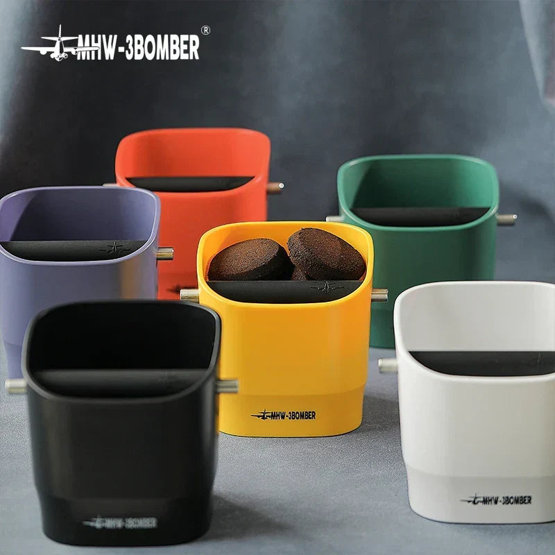 0.9–1.2 l Espresso knock box, avtagbar knock bar och halkfri bas, fyrkantig kaffesumpavfall, barista skrivbordstillbehör