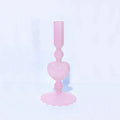 Retro Taper Candle Holder Röd Hjärta Form Glas Ljusställ Bröllop Bord Dekoration Hem Fest Glas Vaser Dekor