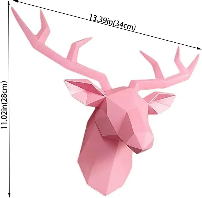 3D-Hjorthuvud Skulptur, geometrisk resin, djurhjorthuvud väggdekoration, modern heminredning, lyxig dekorativ väggdekoration
