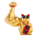 Stor hand, lycklig rikedom, vinkande katt, guld-färgad vinkande handkatt, heminredning, välkomnande vinkande katt, skulptur, staty, dekoration, bilprydnad, present till butik