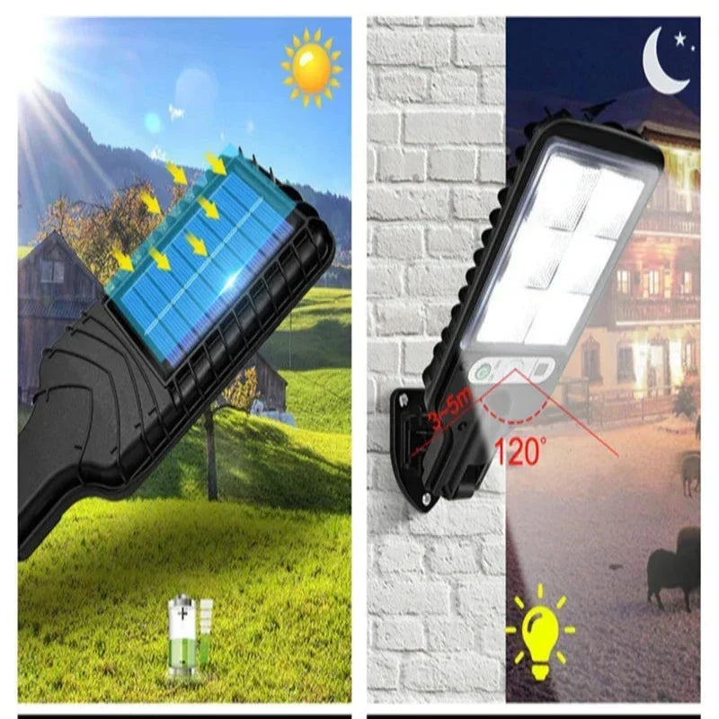Solvägglampa med Rörelsesensor | Trädgårds- och Gatubelysning | LED Solbelysning - DoorLed