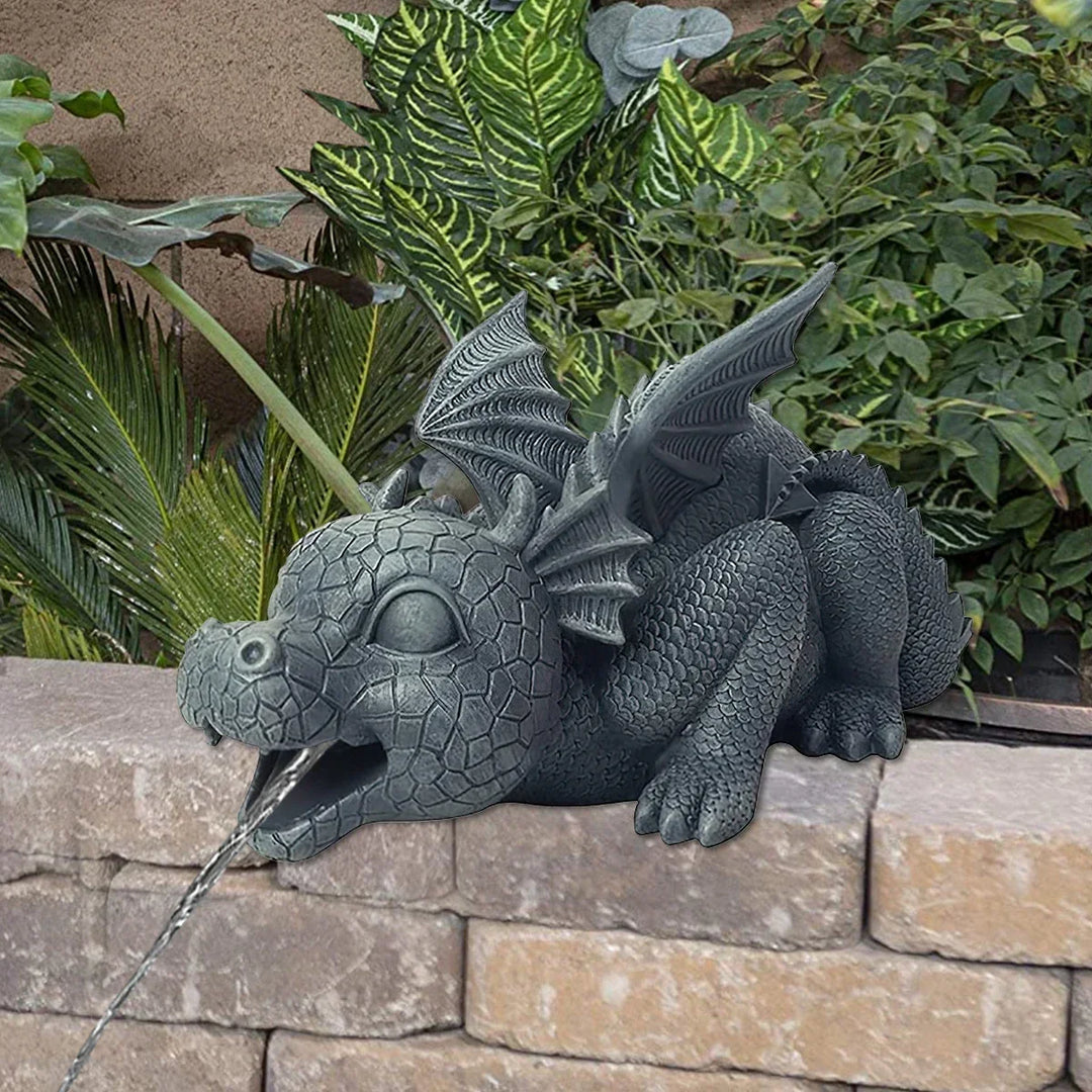 Vattensprutande drakstaty av resin Väderbeständig Realistiska vattensprutande scener resin trädgårdsdekoration