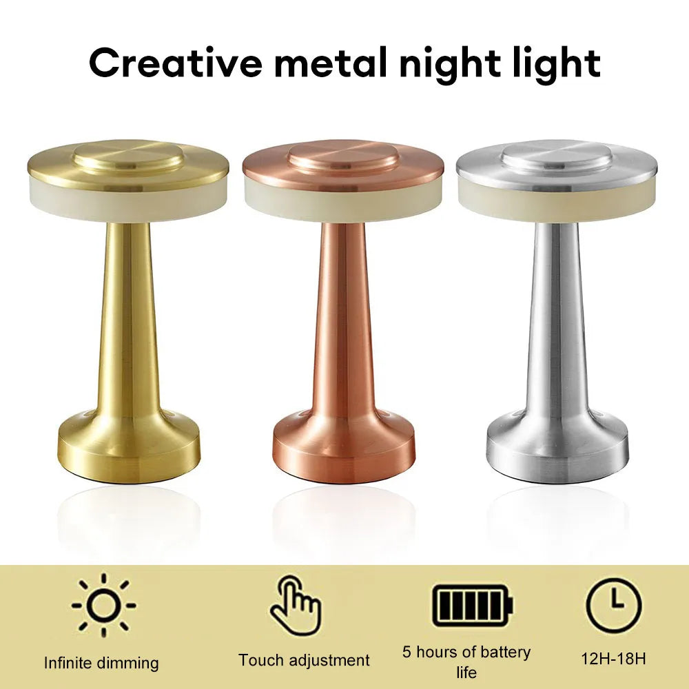 Retro LED Bordslampa USB Uppladdningsbar Oändligt Dimbar Nattlampa Campinglampa Lämplig För Bar, Sovrum, Ambient Belysning