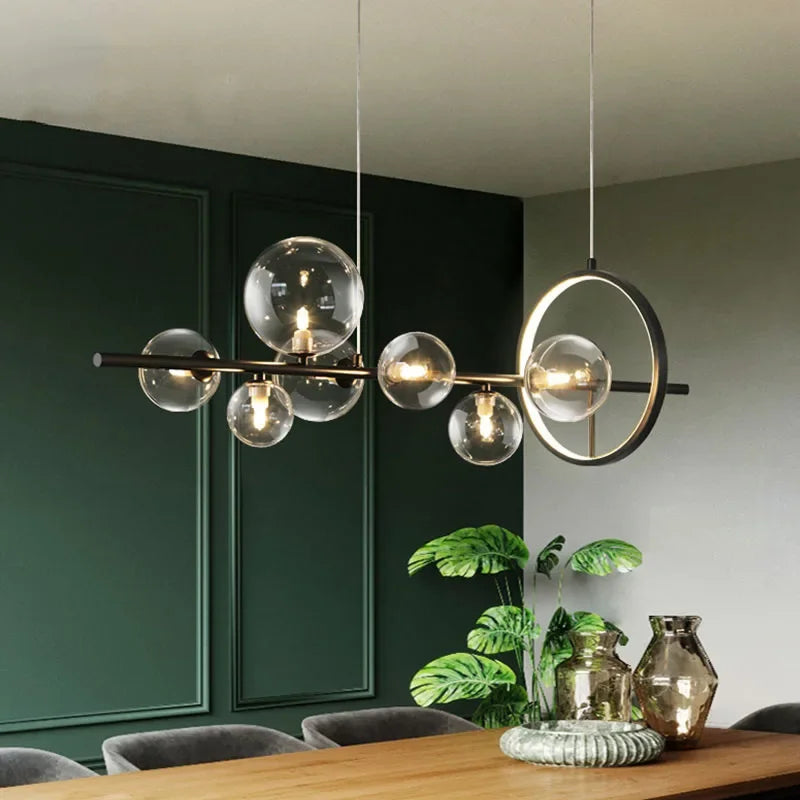 Modern Kreativ Metallkrona Belysning: 7/10 Klara Glasbubblor, Lång Rund Design med G9 Lampa