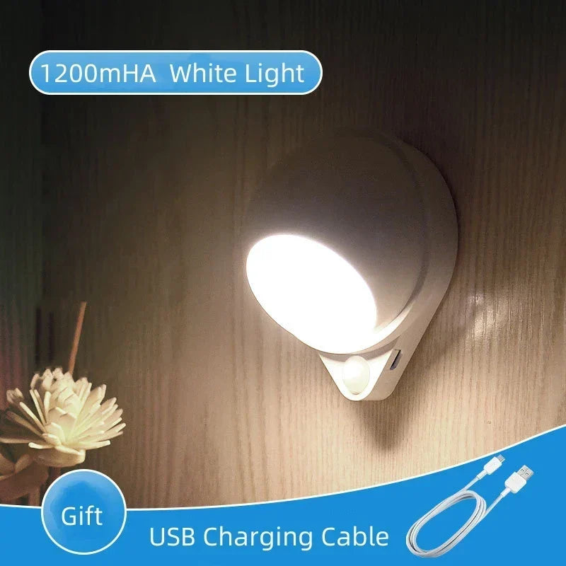 Intelligent LED Nattlampa GlowMate 360 | 360° Rotera | Rörelsesensor | USB Laddningsbar