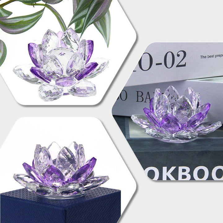 Kristall Lotus Blomma Hantverk Glas Pappersvikt Heminredning Ornament Figurer Hem Bröllop Fest Dekor Gåvor Souvenir