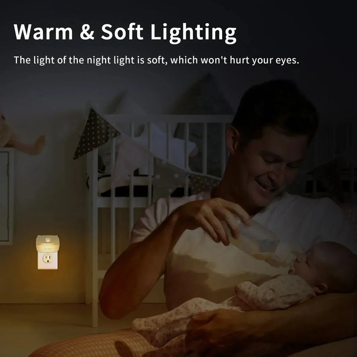 LumoSense LED Nattlampa | Med Rörelse- &amp; Ljus Sensor | Dimbar &amp; Energibesparande | Varm Vit &amp; Kall Vit