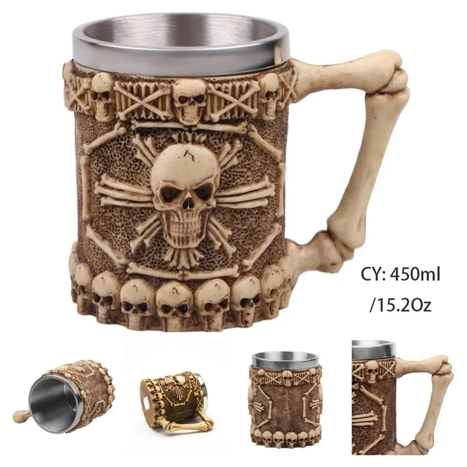 Medeltida Drak Resin Rostfritt Stål Mugg som Kaffe Mugg eller Te Mugg