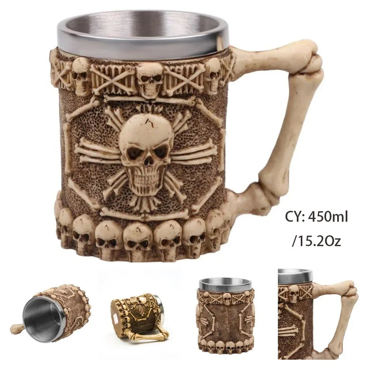 Medeltida Drak Resin Rostfritt Stål Mugg som Kaffe Mugg eller Te Mugg