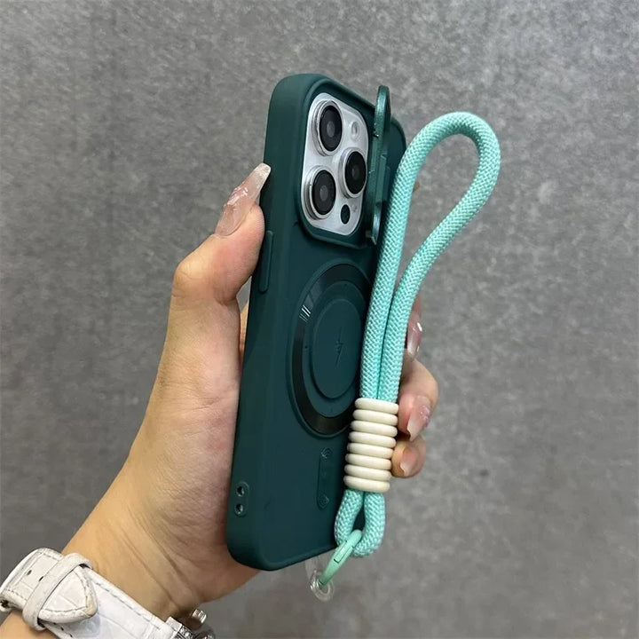 Magnetisk Mjuk Handleds Stativ Linsskydd iPhone Fodral