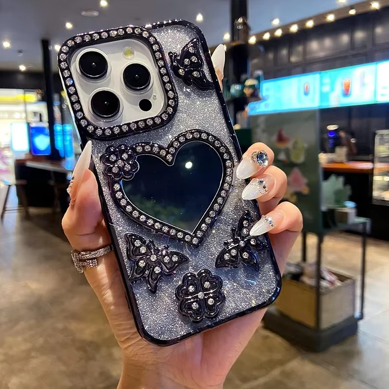 Fjäril Glittrande Diamant Spegel Fodral för iPhone