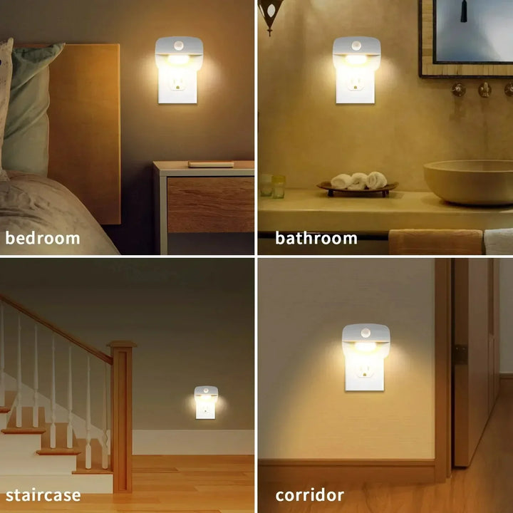 LumoSense LED Nattlampa | Med Rörelse- &amp; Ljus Sensor | Dimbar &amp; Energibesparande | Varm Vit &amp; Kall Vit