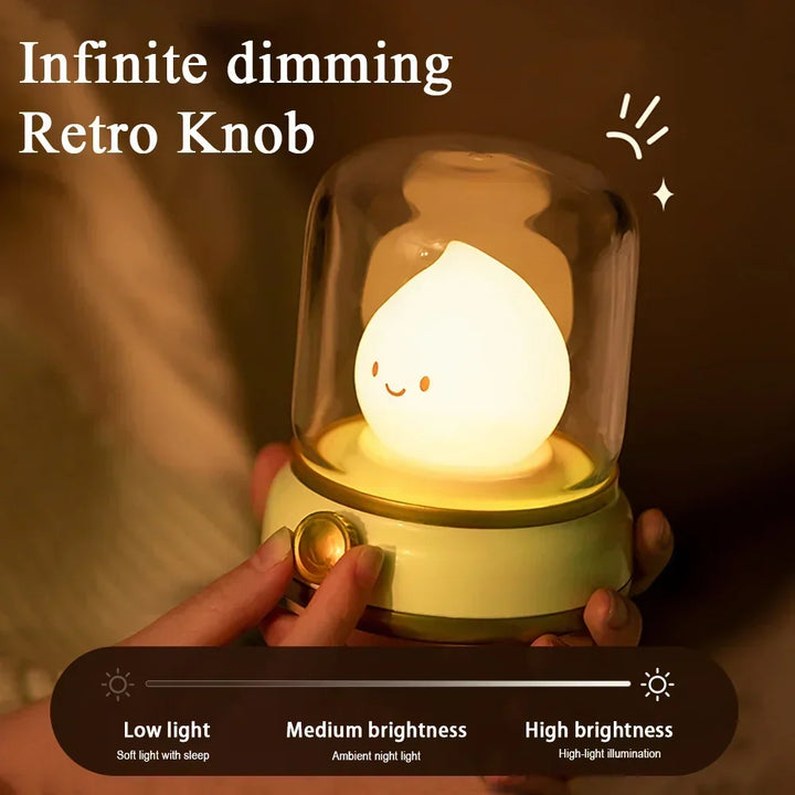 LumiFlame LED Nattljus | Retro Olje-design | USB Uppladdningsbar | Varm Stämningsljus