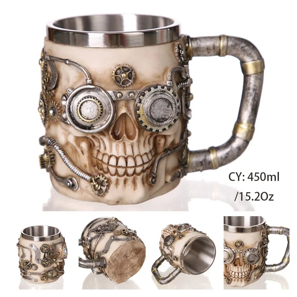 Medeltida Drak Resin Rostfritt Stål Mugg som Kaffe Mugg eller Te Mugg