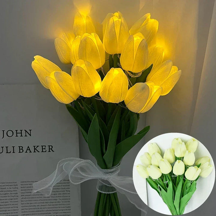 LED-lampa med konstgjord tulpanbukett, perfekt som gåvor eller som dekorationer för bröllopsfester