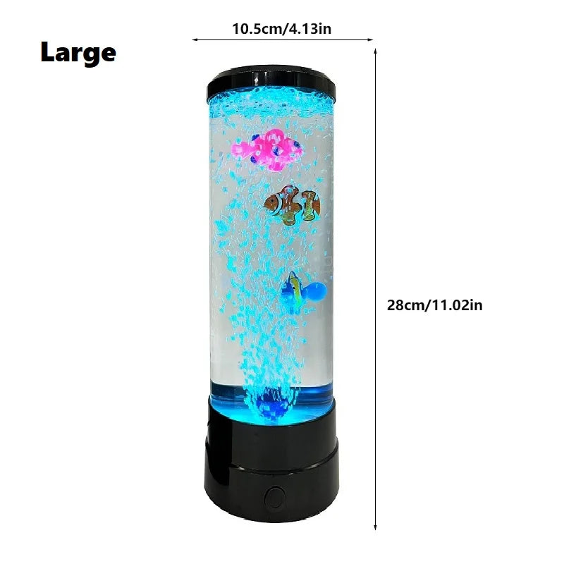 Simulerad LED färgglad stor bubbel fiskljus akvarium tank USB nattljus för hem, skrivbord, sovrum, vardagsrum