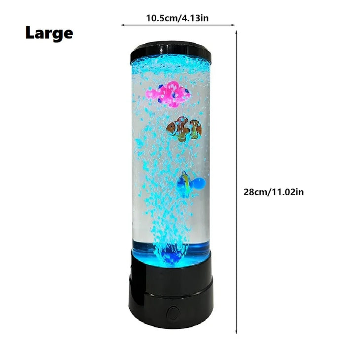 Simulerad LED färgglad stor bubbel fiskljus akvarium tank USB nattljus för hem, skrivbord, sovrum, vardagsrum