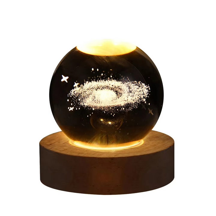 2.36 tum RGB Kristallkula Nattlampa med Vintergatan och Månen - Kosmos-inspirerad Sängbord Dekoration