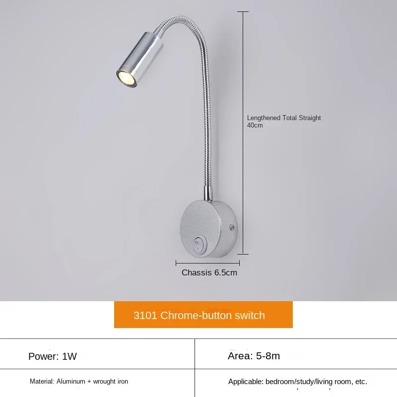 Mångsidig LED Vägglampa: Modern, Flexibel, Perfekt för Läsning i Sängen