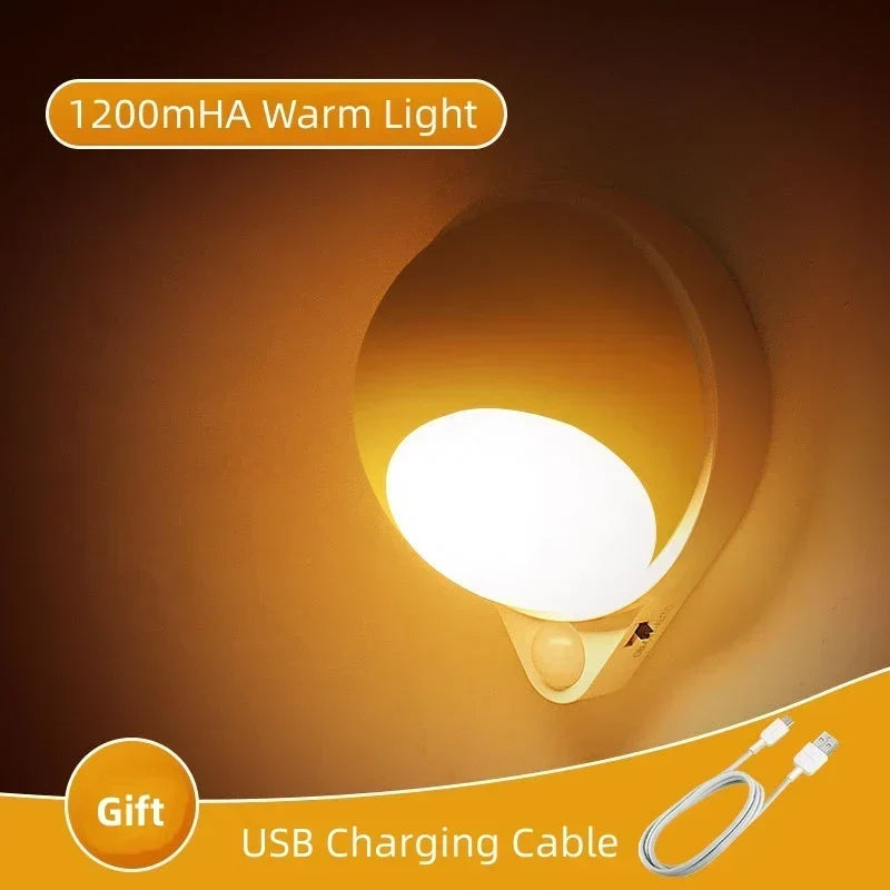 Intelligent LED Nattlampa GlowMate 360 | 360° Rotera | Rörelsesensor | USB Laddningsbar