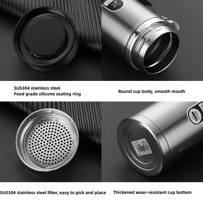 800ml-1L Rostfritt Stål Termos – Bärbar Vakuumflaska med LED Temperaturdisplay
