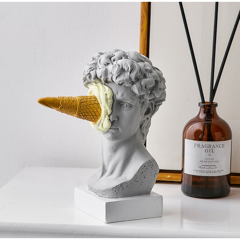 David Figur med Glass Heminredningsskulptur